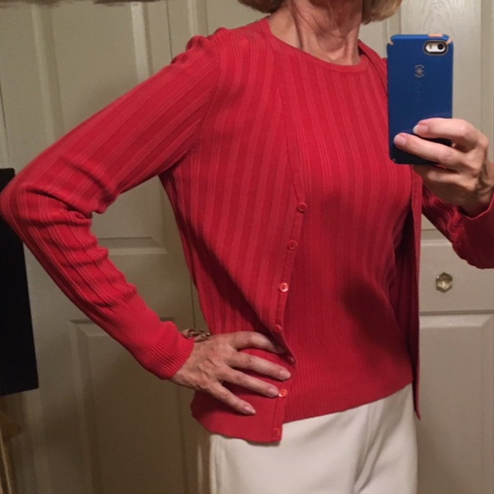 Classiques Entier Red Ribbed Twin Set Size S - image 3